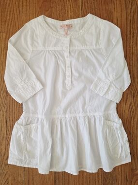 Old Navy Girls White Peasant Tunic Top 3/4 Sleeves Size S
